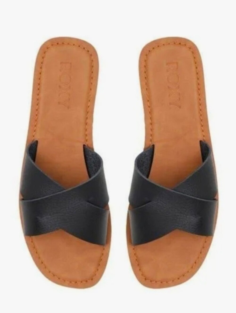 Roxy Andreya Black Criss Cross Slide Sandals Size 8 NWT